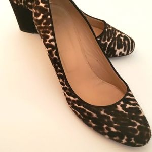 J. Crew leather leopard  Martina wedge shoes